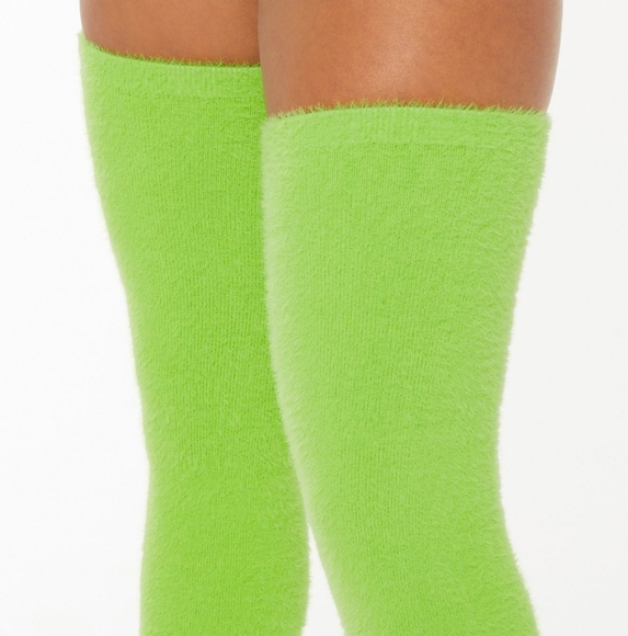 Savage X Fenty Cozy Nights Stockings Kelly Green Fuzzy Socks NIP OS - Picture 5 of 13